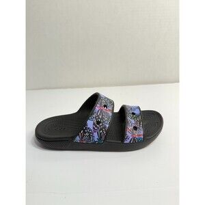 0177 Crocs Butterfly Black/Purple Sandals-US 8 Womens